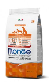 Корм Monge Monoprotein All breeds Puppy & Junior Anatra сухий з качкою для цуценят та юніорів усіх порід 15 кг