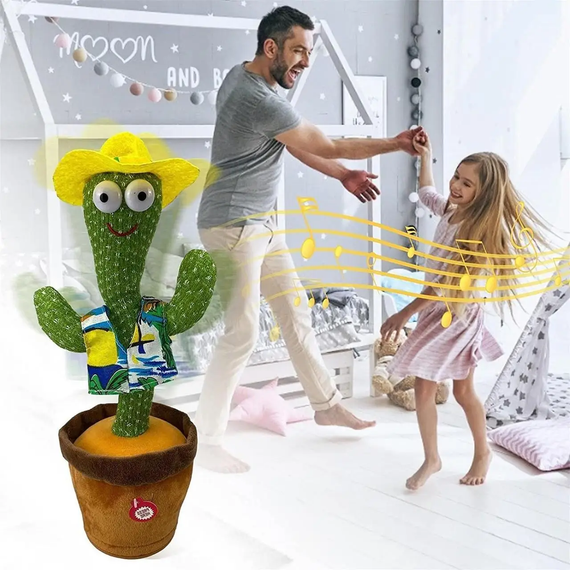 Танцующий кактус, свето - музыкальная игрушках, Dancing Cactus TikTok кактус в вазоне 34 см | Зображення 4