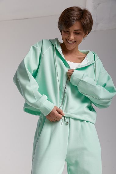 Вільний спортивний костюм з капюшоном - м'ятний цвет, S (є розміри) | Зображення 2