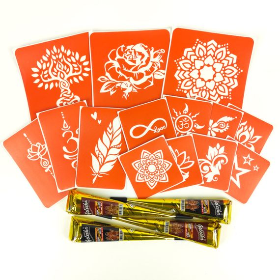 Набір хни з трафаретами для біо-тату №4 henna-set-04 | Зображення 3