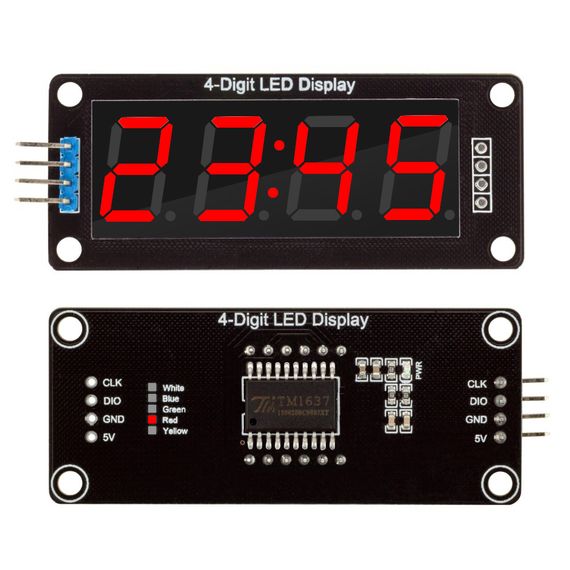 Дисплей светодиодный семисегментный четырехразрядный TM1637 Diymore Белый 0.56" Десятичная точка | Зображення 1