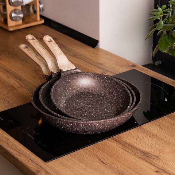 Набор сковородок из 3 предметов с толстым дном из алюминия MGC кофейный HP-4-410CO | Зображення 5