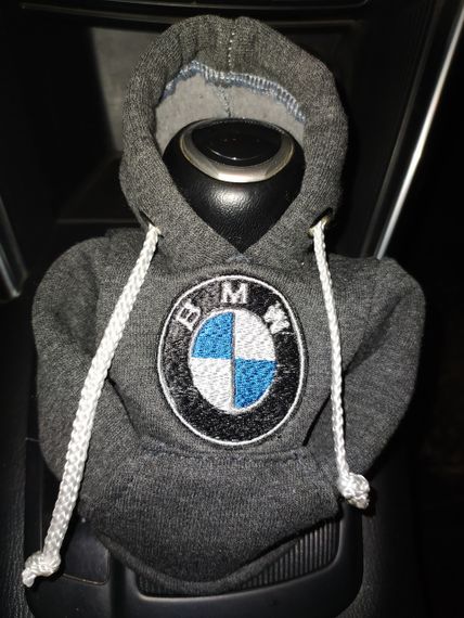 Чехол кофта Худи аксессуар на КПП Car Hoodie БМВ BMW серый подарок автомобилисту 10070