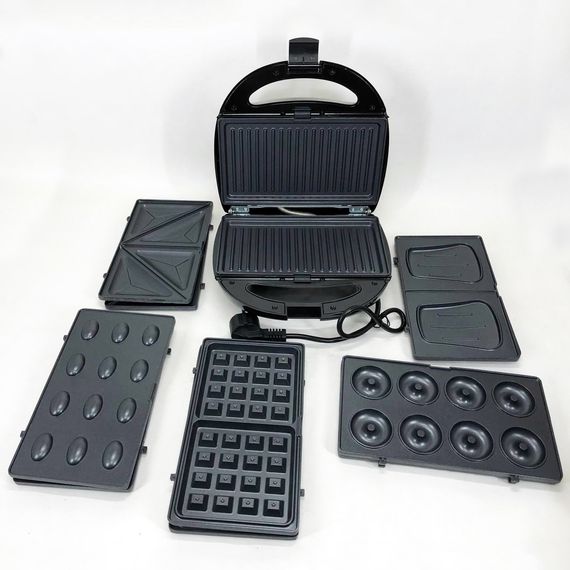 Электробутербродница Domotec MS 7706 / Электрогриль со съемными панелями / HB-287 Бутербродница мультипекарь | Зображення 1