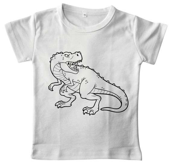 Детский набор для творчества Футболка раскраска "Динозавр Тиранозавр Рекс" белая | Зображення 1