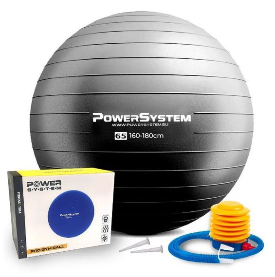 М'яч для фітнесу (фітбол) Power System PS-4012 Ø65 cm PRO Gymball Black (4012BK-0)