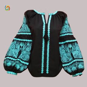 Рубашка Украинская вышиванка 22507 цвет чёрный размер L/XL