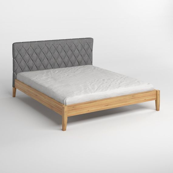 Двоспальне дерев&#039;яне ліжко Mebigrand Венеція ДК Горіх світлий/Аляска 93 (Сірий) 160х190 см (MBG-5499) | Зображення 1