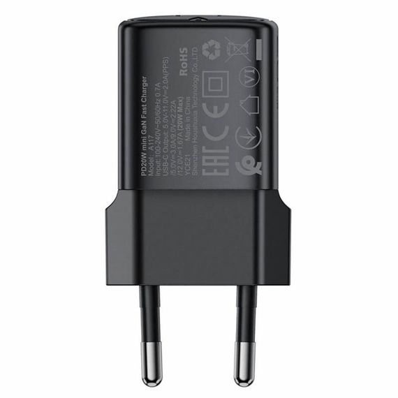 МЗП Acefast A117 mini PD20W GaN (1USB-C) Black | Зображення 1