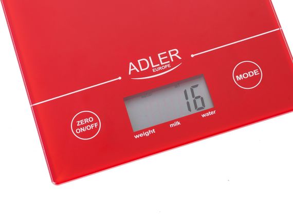 Ваги кухонні електронні Adler AD 3138 червоні до 5 кг зі скляною платформою | Зображення 2