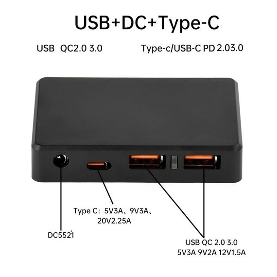 Модуль DC-DC стабілізатор напруги сонячної панелі USB+DC+Type-C QC/PD драйвер для сонячних батарей | Зображення 4