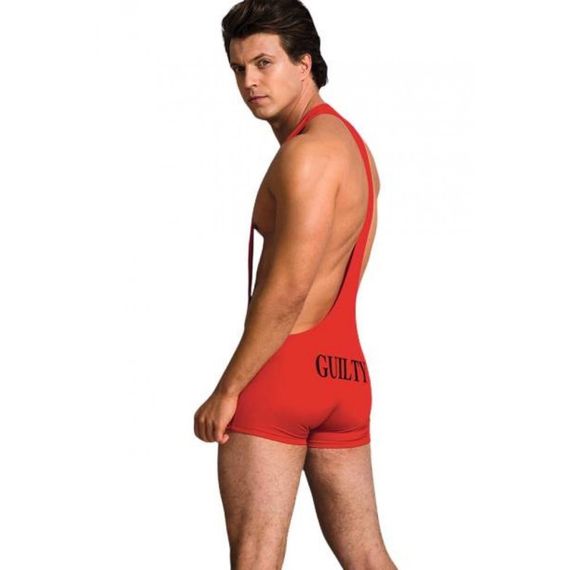 Боді чоловіче S/M Sunspice, з написом Guilty, червоне sexstyle | Зображення 1