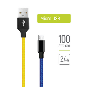 Кабель USB MicroUSB ColorWay CW-CBUM052-BLY 2,4A 1м синій/жовтий