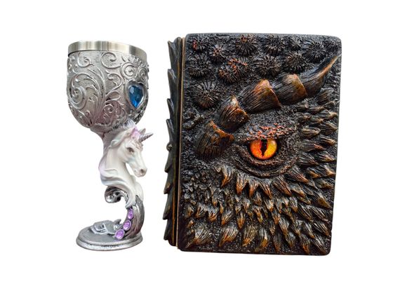 Подарунковий набір Келих 3D Єдиноріг і Блокнот 3D «Жар Серця Дракона»