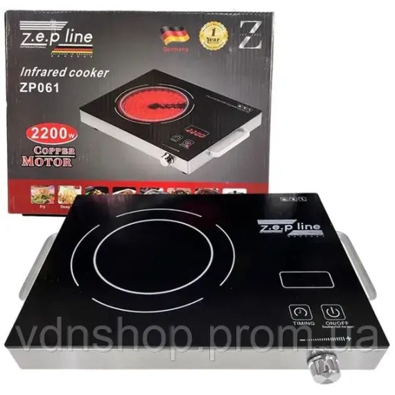 Настольная плита электрическая сенсорная инфракрасная одноконфорочная Zepline ZP-061 2200 Вт | Зображення 2