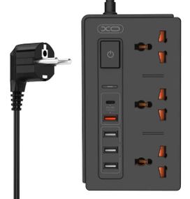 Сетевой удлинитель фильтр XO WL06 1,8 м 3 розетки 4 USB Черный