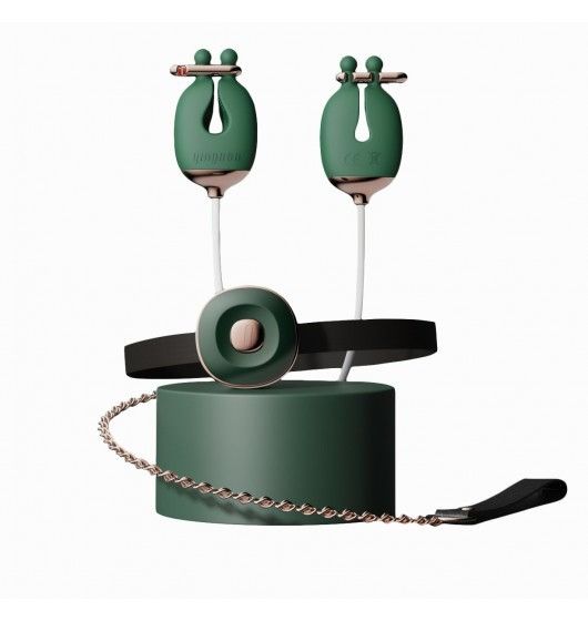 Затискачі для сосків з вібрацією Qingnan No.2 Vibrating Nipple Clamps Green | Зображення 4