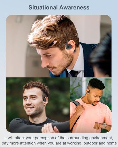 Навушники безпровідні відкритого типу водонепроникні Open Ear Bluetooth 5.3 IPX5 бездротові для бігу, спорту, фітнесу ENC мікрофон | Зображення 4