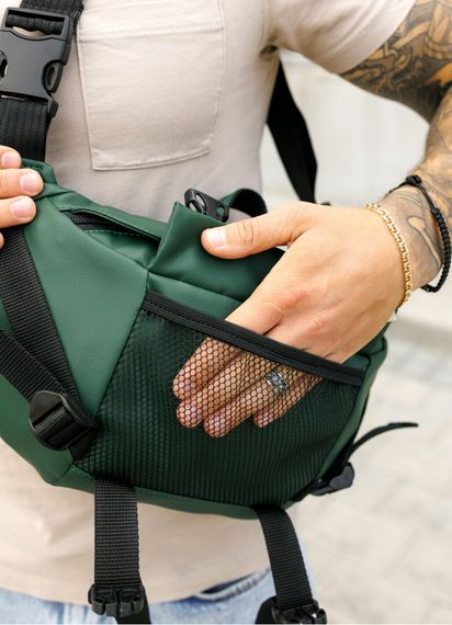 Большая мужская сумка бананка Sambag DynamicDart зеленая 38 × 21 × 7 см (80411007m) | Зображення 2