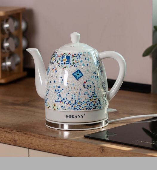 Електричний чайник безшумний Sokany SK-09008 1,5 л Білий (47843-SK-09008_771)
