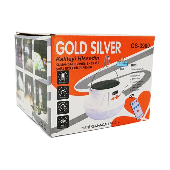 Кемпінгова лампа GOLD SILVER GS-3900+пульт, 5 режимів, корпус-пластик, ударостійкий, ip44, вбудований акум 2500mAh, СЗУ+Solar, | Зображення 3