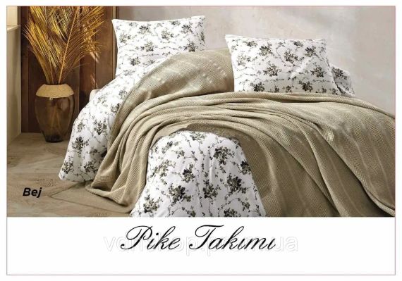 Постільна білизна з вафельним покривалом La Villa Mavi Сірий | Зображення 3