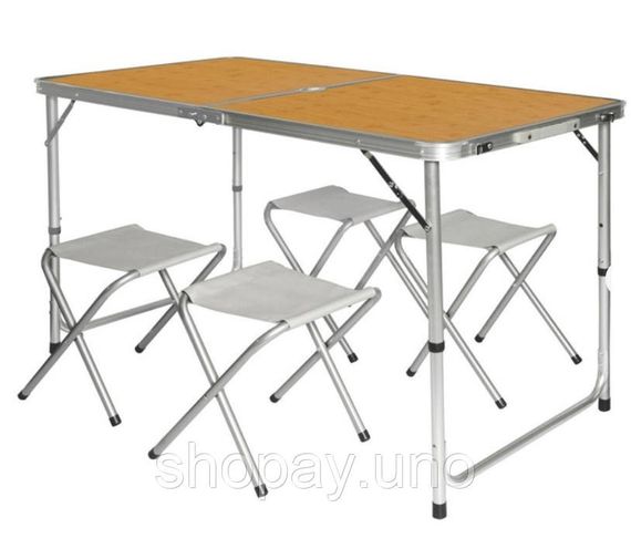 Раскладной стол - чемодан с 4 стульями Folding Table для пикника, рыбалки, дачи, 120х60 см