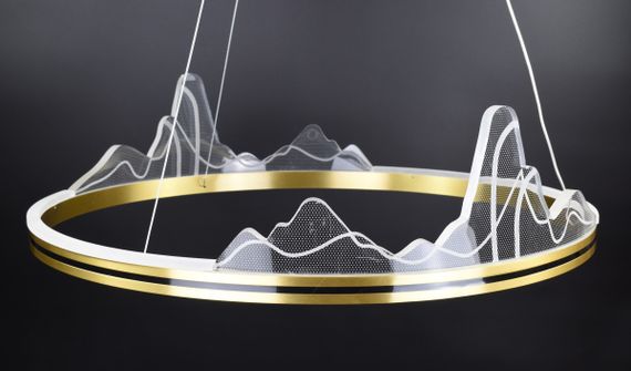 Люстра світлодіодна підвісна LED світильник для квартири на стелю лед 26900 Латунь 40-150х80х80 см. | Зображення 6