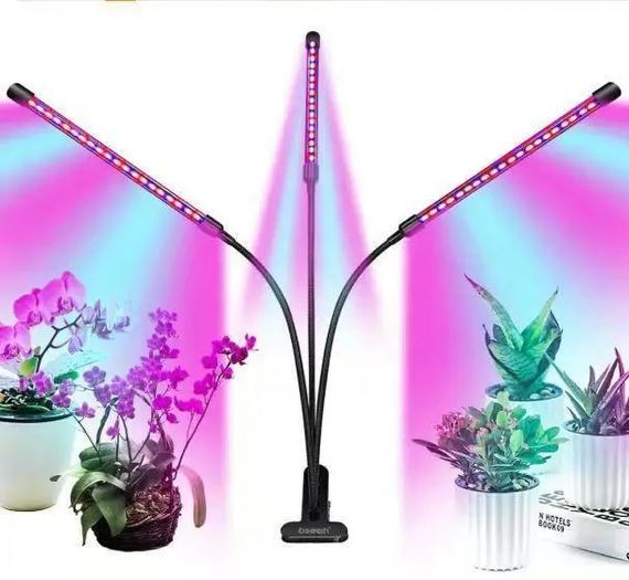 Фитолампа для растений 3 лампы • Гибкий LED-фитосветильник на прищепке для рассады и комнатных растений