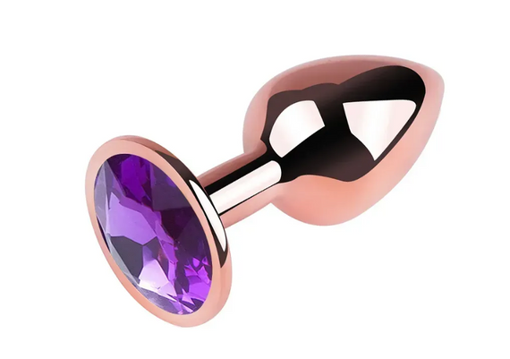 Анальна пробка із кристалом EGZO - Rose Gold Round Plug Purple size S Sex Aura | Зображення 2