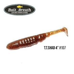 Силиконовая приманка, Съедобный силикон Bait Breath T.T.Shad 4" (6 шт) (S107 Pumpkin／Seed)