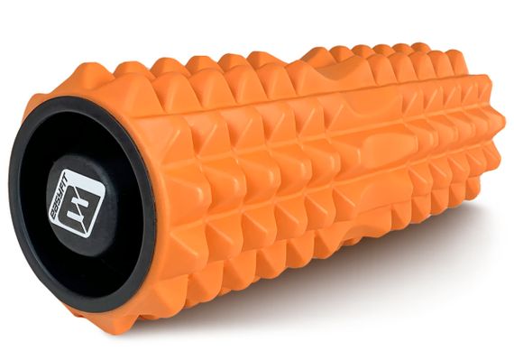 Масажний ролик EasyFit Grid Roller 33 см v.1.2 із заглушками з двох сторін Помаранчевий (EF-2022a-OR)
