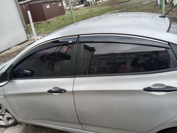 Ветровики с хромом SD (4 шт, Niken) для Hyundai Accent Solaris 2011-2017 гг