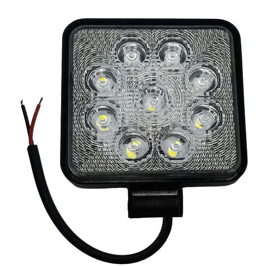 Фара светодиодная D2, дополнительная фара LED 27W 9 LED 12/24V (110х120х50мм)