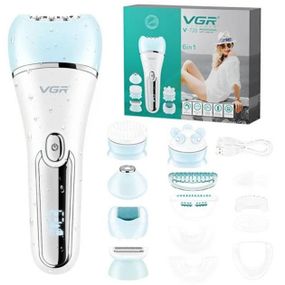 Епілятор для обличчя та тіла 6в1, від USB VGR V-733 / Жіночий епілятор для видалення волосся. Колір: блакитний