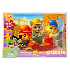 Дитячі м'які пазли "Котики будівельники" S35-11-08, 35 елементів