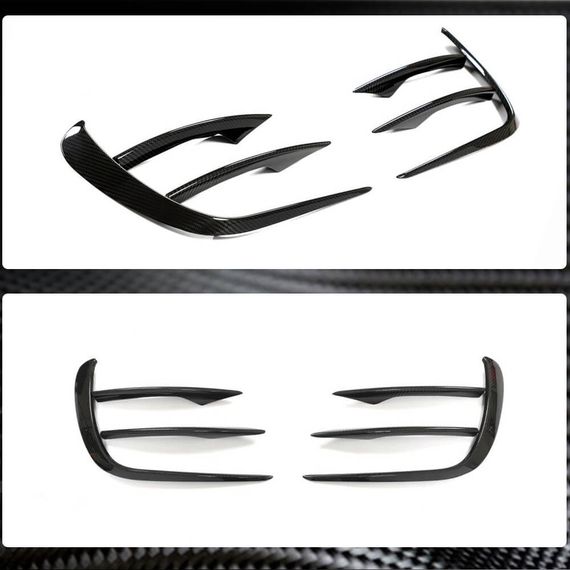 Накладки на передній бампер (для AMG-Line 2020-2025, Сухий карбон) для Mercedes E-сlass W213 рр | Зображення 2