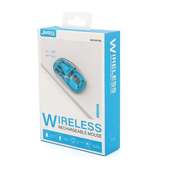 Миша бездротова JEDEL WD131P-BU, 800/1200/1600DPI, 2.4 GHz+Bluetooth 5.0, 3.7V 300mAh, Type-C заряджання. 109x60x32 мм. | Зображення 1