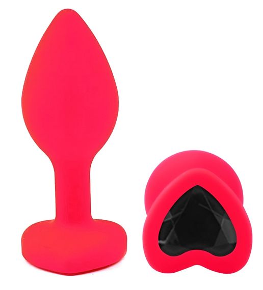 Силіконова анальна пробка EGZO - Silicone Pink Heart Plug Black, size S Sex Aura | Зображення 1