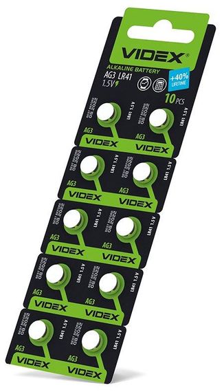 Часовая батарейка Videx AG 3/LR41 в блистере, 10 шт. | Зображення 1