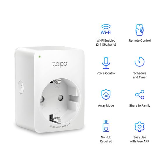 Розумна розетка TP-Link Tapo P100 (2-pack) (Tapo P100(2-pack)) | Зображення 1