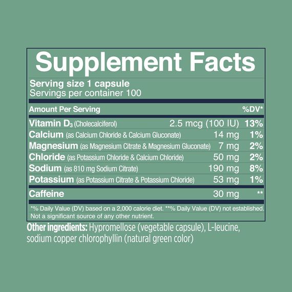 Електроліти SaltStick Electrolyte Caps Plus Caffeine (Buffered Electrolyte Salts) 100 Vegetarian Capsules | Зображення 1