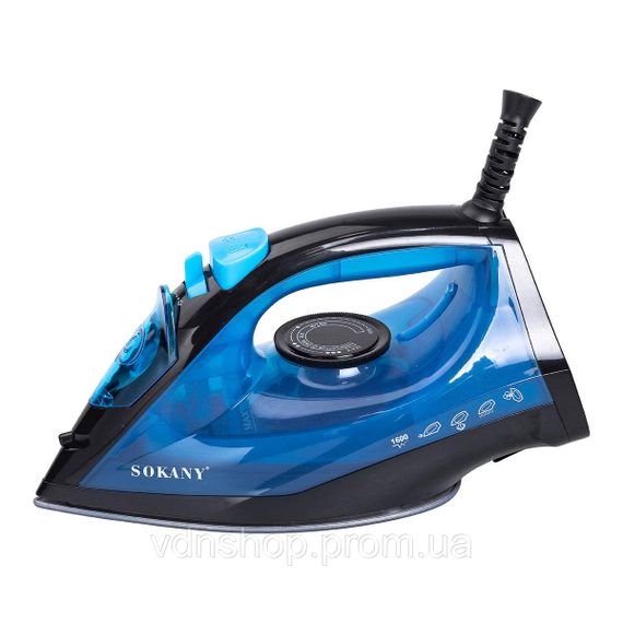 Ручна парова праска 1600 Вт із керамічним покриттям для одягу Синій Sokany SK-11005 | Зображення 2