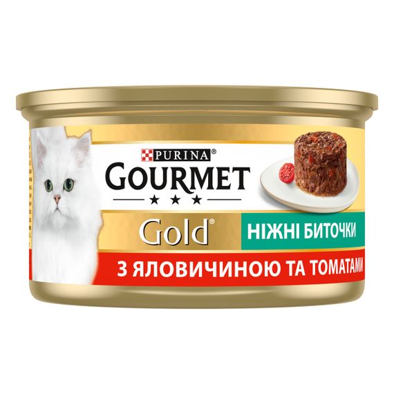Вологий корм для котів з яловичиною та томатами Gourmet Gold, 85 гр | Зображення 1
