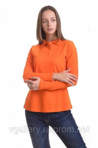 Футболка ПОЛО женская с длинным рукавом - ткань-лакоста M