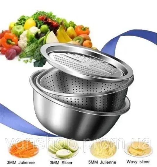 Многофункциональный кухонный набор из нержавеющей стали 3 в 1 Metal Basket Cutter | Зображення 3