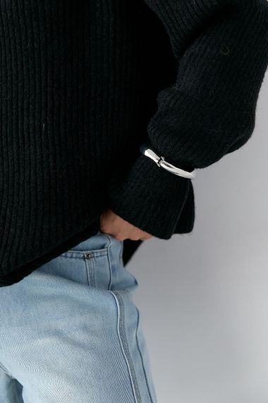 Тепла в'язана туніка в рубчик - чорний цвет, ONE SIZE (є розміри) | Зображення 3