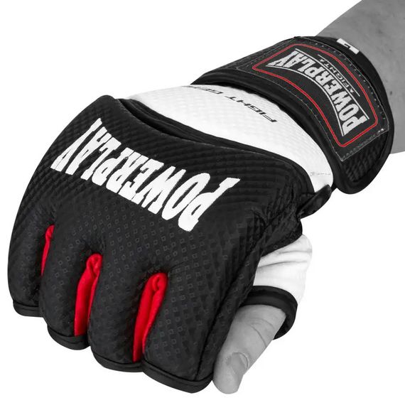Рукавиці для MMA PowerPlay 3075 Чорні-Білі XL (капа в подарунок) | Зображення 1