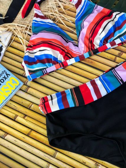 Роздільний яскравий купальник Plus Size знімними чашками та високими плавками | Зображення 3