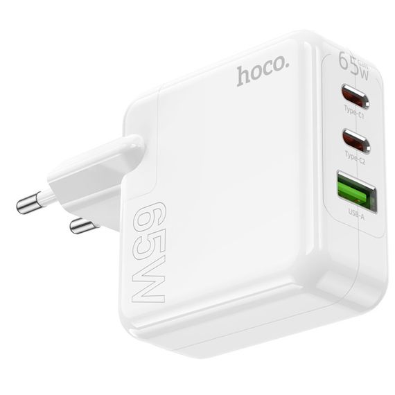 МЗП Hoco C115A Header PD65W+QC3.0 (1USB-A/2C) White | Зображення 2